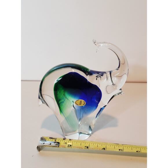 Murano Italian Art Glass Elephant Figurine Blue Green Colorful 5.5" - Picture 9 of 10